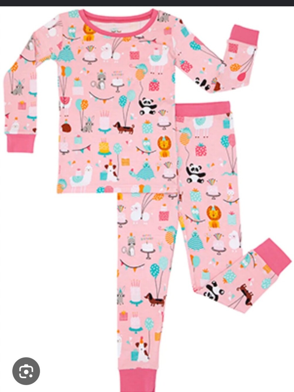 Little Sleepies 12-18 Months Happy Birthday Bamboo Pajamas PJs Sleepwear Pink